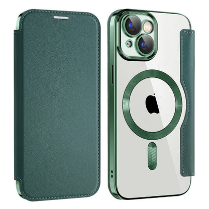 MagSafe Case for Apple iPhone 15 Plus, Techsuit, SmartMag Book, Green