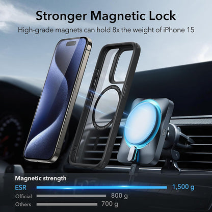 Capa MagSafe para Apple iPhone 15 Pro, ESR, Classic Hybrid, Preto Transparente