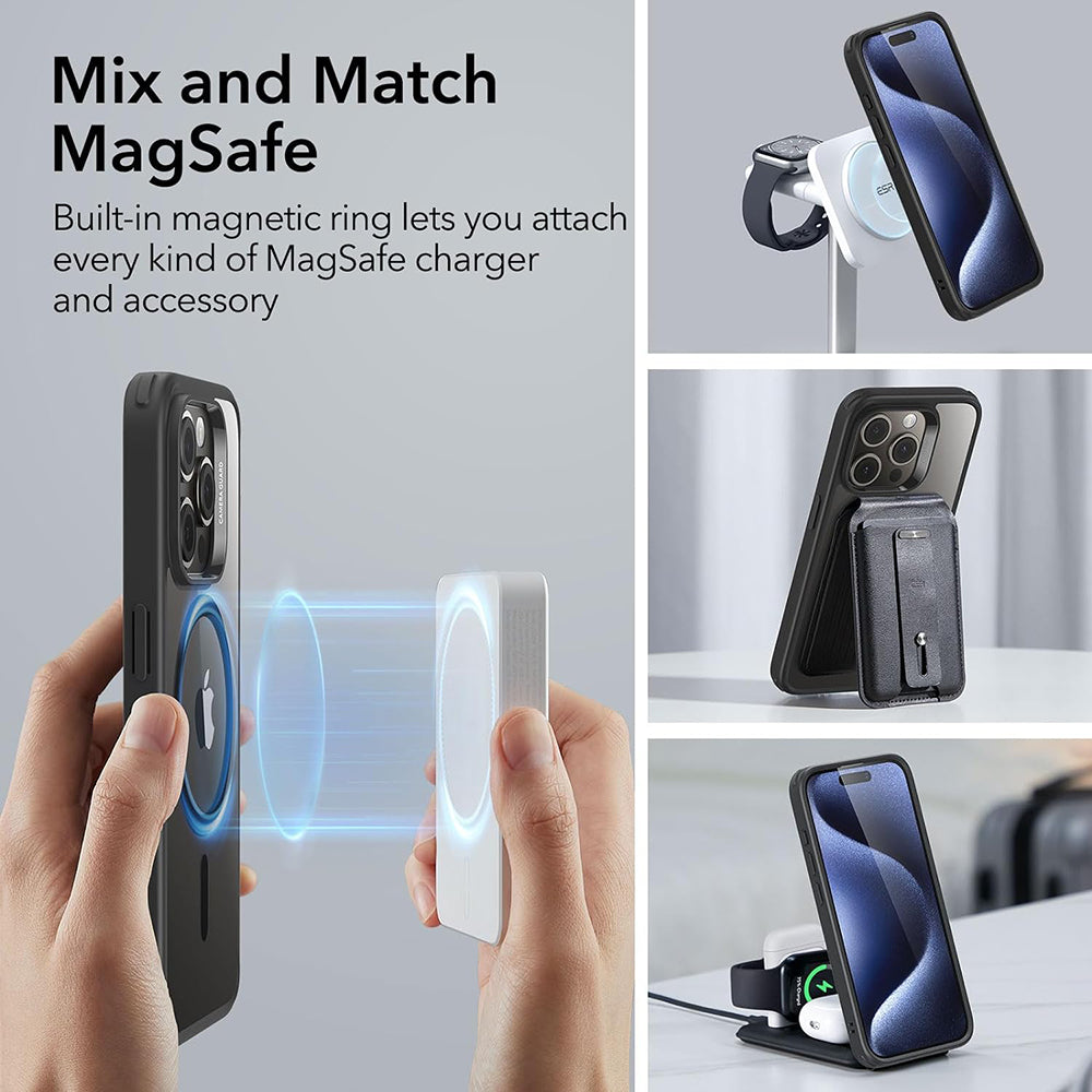 Capa MagSafe para Apple iPhone 15 Pro, ESR, Classic Hybrid, Preto Transparente