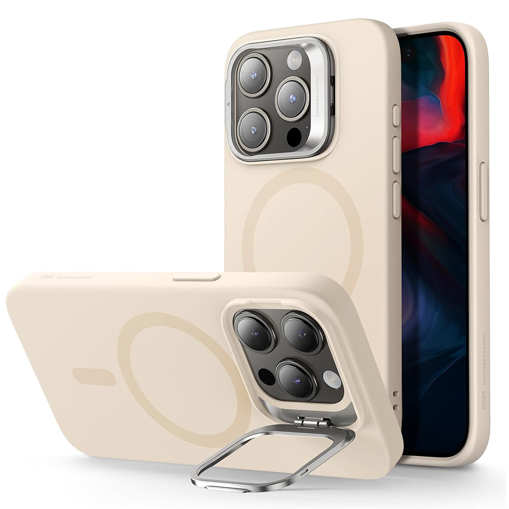 Capa MagSafe para Apple iPhone 15 Pro, ESR, Cloud Soft Kickstand, Creme