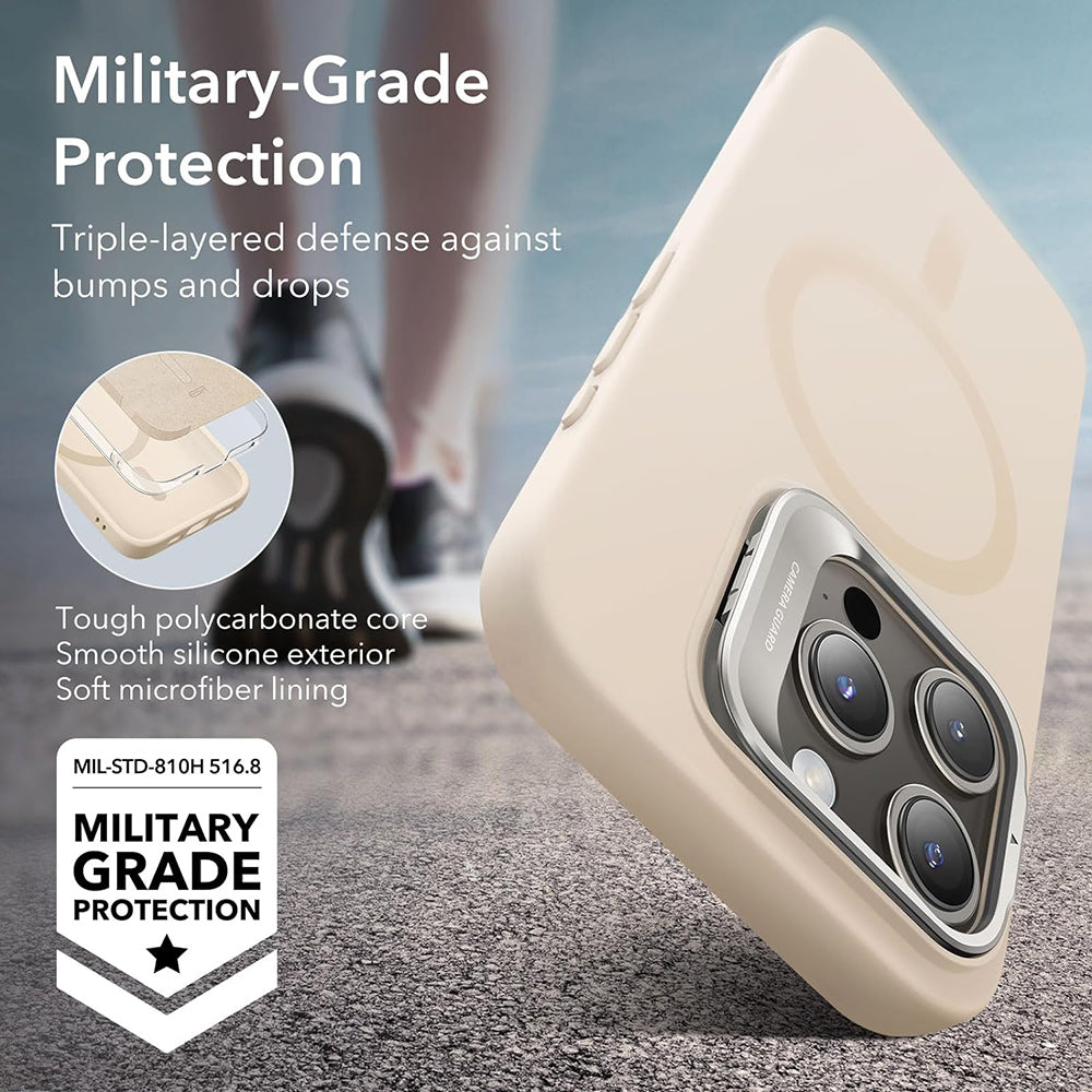 Capa MagSafe para Apple iPhone 15 Pro, ESR, Cloud Soft Kickstand, Creme