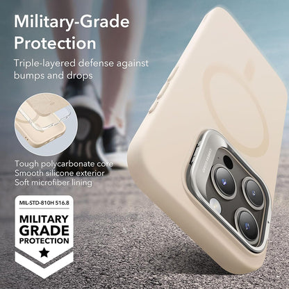 Capa MagSafe para Apple iPhone 15 Pro, ESR, Cloud Soft Kickstand, Creme