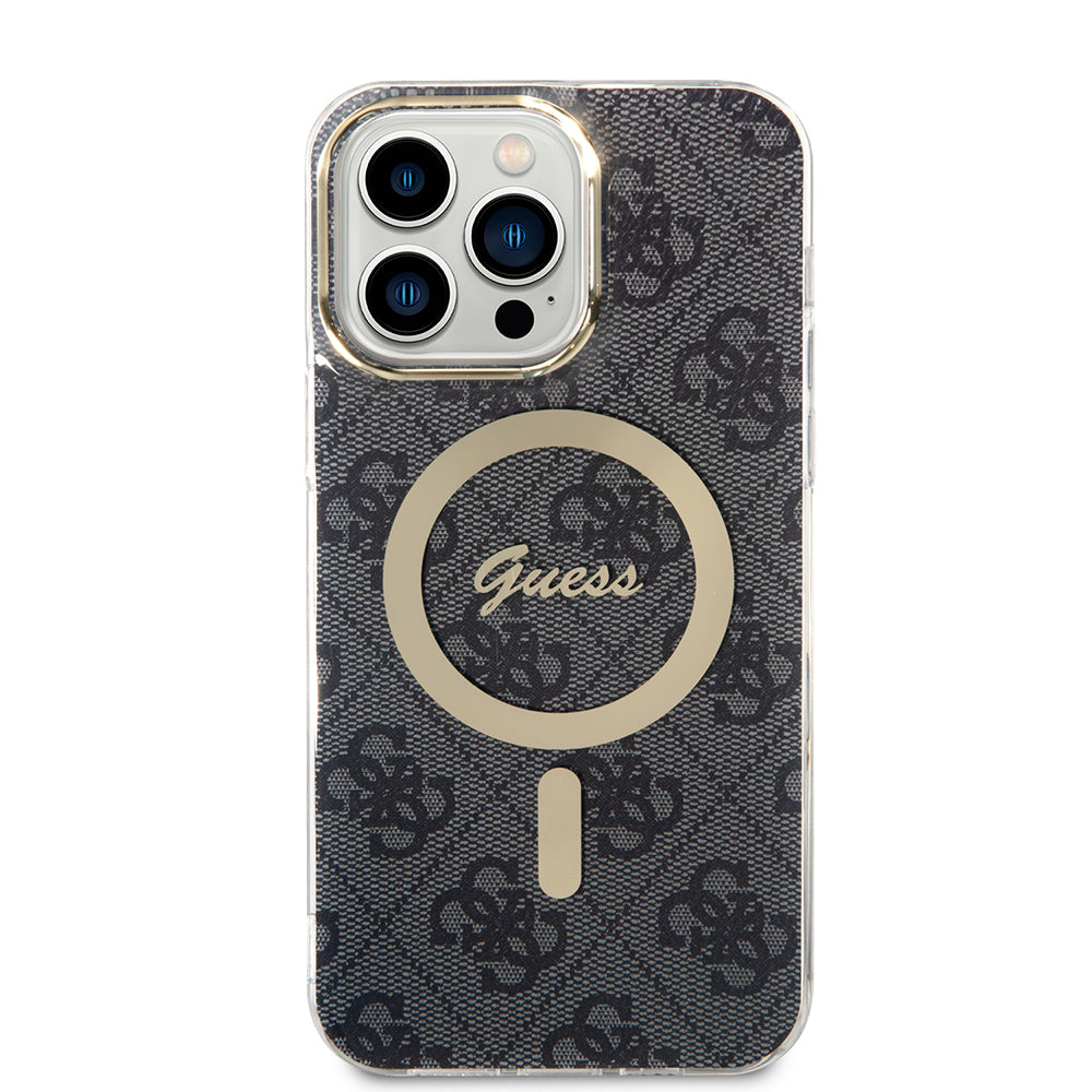 Capa MagSafe para Apple iPhone 15 Pro, Guess, 4G IML, Preta GUHMP15LH4STK
