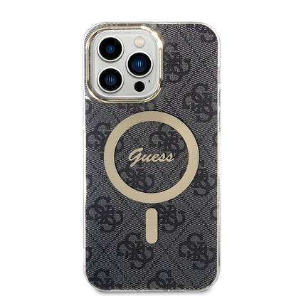 Capa MagSafe para Apple iPhone 15 Pro, Guess, 4G IML, Preta GUHMP15LH4STK