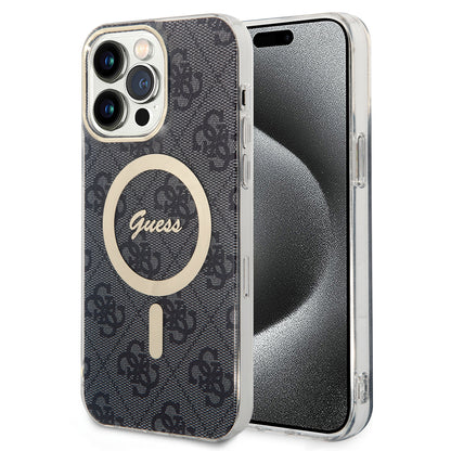 Capa MagSafe para Apple iPhone 15 Pro, Guess, 4G IML, Preta GUHMP15LH4STK