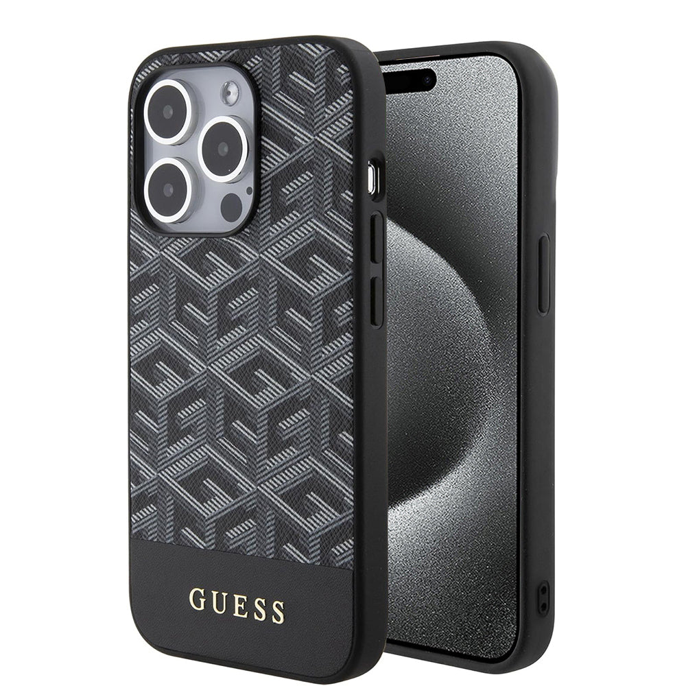 Capa MagSafe para Apple iPhone 15 Pro, Guess, GCube Stripes, Preta