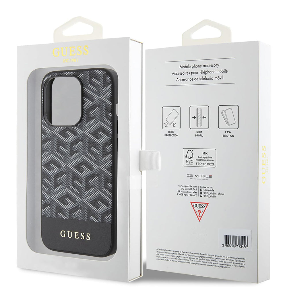 Capa MagSafe para Apple iPhone 15 Pro, Guess, GCube Stripes, Preta