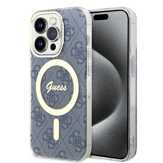Capa MagSafe para Apple iPhone 15 Pro, Guess, IML 4G, Azul