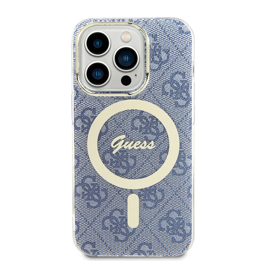 Capa MagSafe para Apple iPhone 15 Pro, Guess, IML 4G, Azul