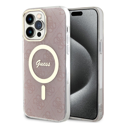 Capa MagSafe para Apple iPhone 15 Pro, Guess, IML 4G, Rosa