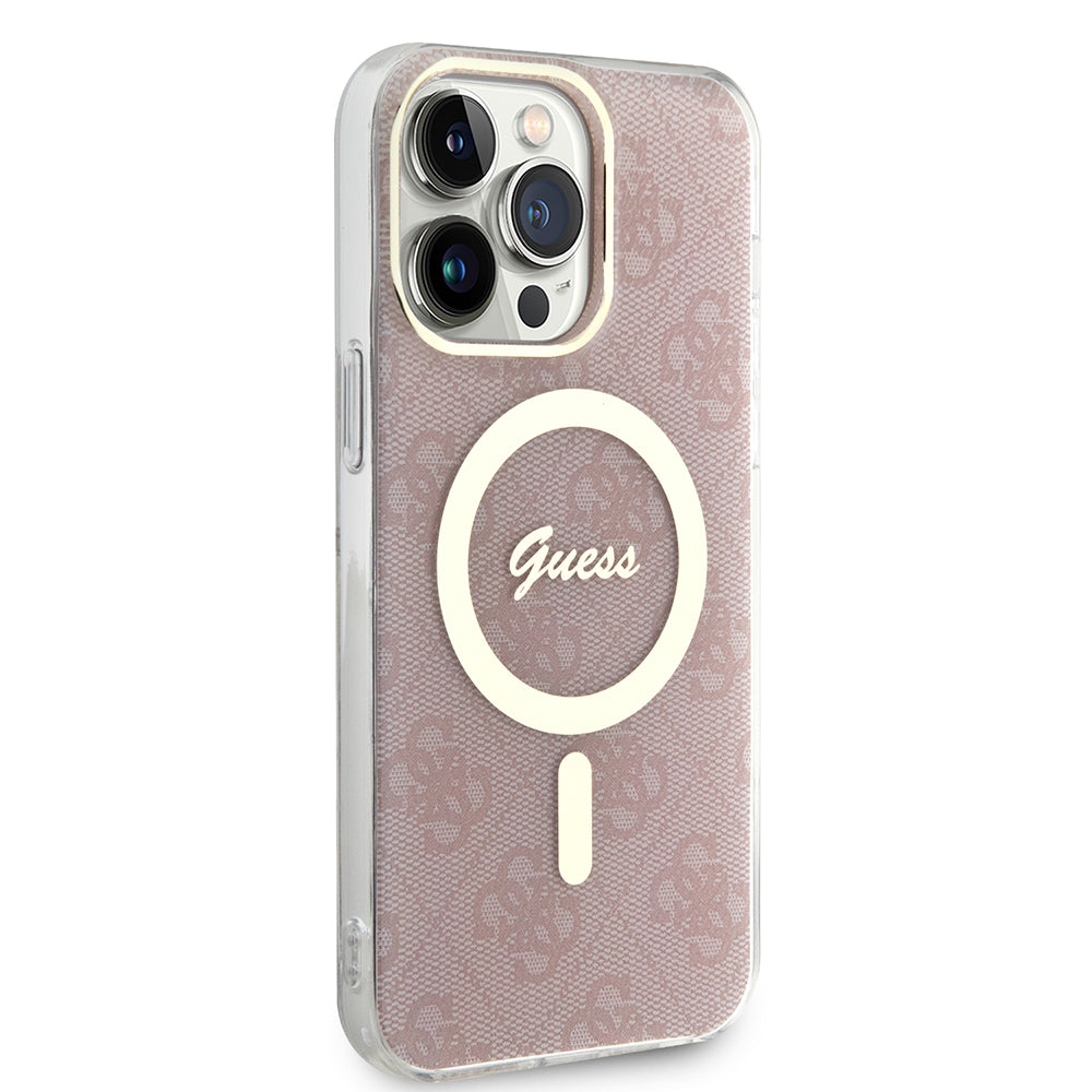 Capa MagSafe para Apple iPhone 15 Pro, Guess, IML 4G, Rosa