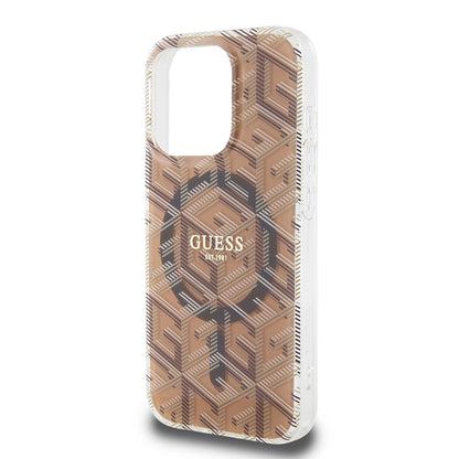 Capa MagSafe para Apple iPhone 15 Pro, Guess, IML Gcube, Castanho