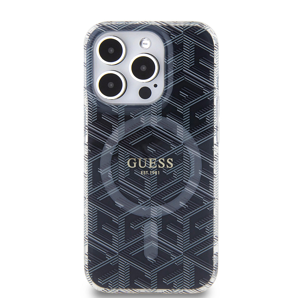 Capa MagSafe para Apple iPhone 15 Pro, Guess, IML Gcube, Preta