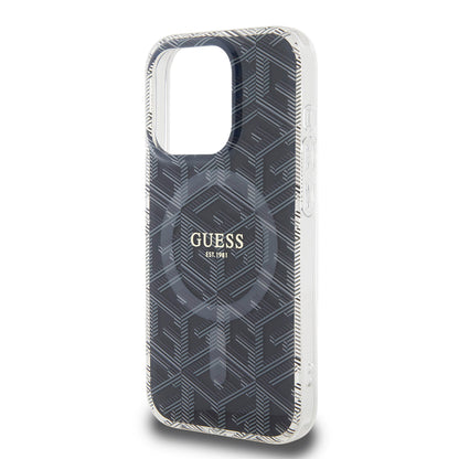 Capa MagSafe para Apple iPhone 15 Pro, Guess, IML Gcube, Preta