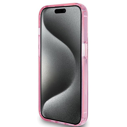 Capa MagSafe para Apple iPhone 15 Pro, Guess, IML Ring Stand Glitter, Rosa