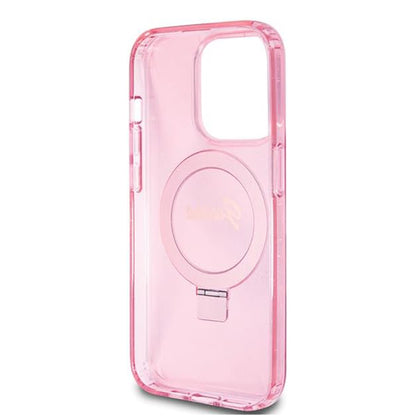 Capa MagSafe para Apple iPhone 15 Pro, Guess, IML Ring Stand Glitter, Rosa