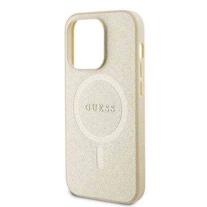 Capa MagSafe para Apple iPhone 15 Pro, Guess, Saffiano, Bege