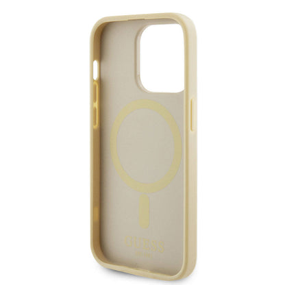 Capa MagSafe para Apple iPhone 15 Pro, Guess, Saffiano, Bege