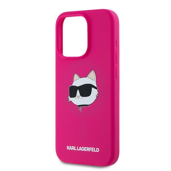 Capa MagSafe para Apple iPhone 15 Pro, Karl Lagerfeld, Silicone Choupette's Head, Fúcsia