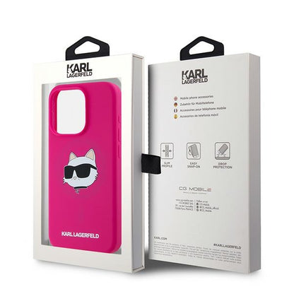 Capa MagSafe para Apple iPhone 15 Pro, Karl Lagerfeld, Silicone Choupette's Head, Fúcsia