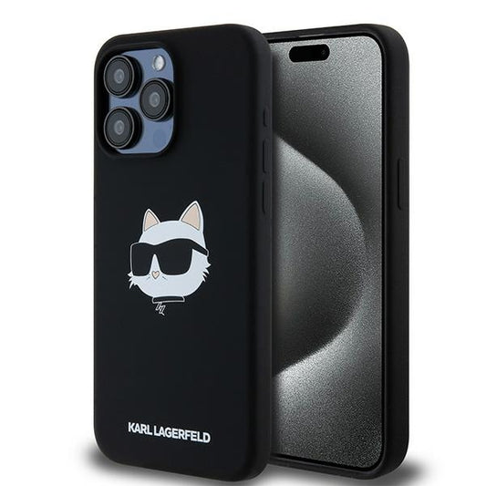 Capa MagSafe para Apple iPhone 15 Pro, Karl Lagerfeld, Silicone Choupette's Head, Preta