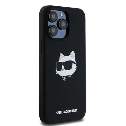 Capa MagSafe para Apple iPhone 15 Pro, Karl Lagerfeld, Silicone Choupette's Head, Preta