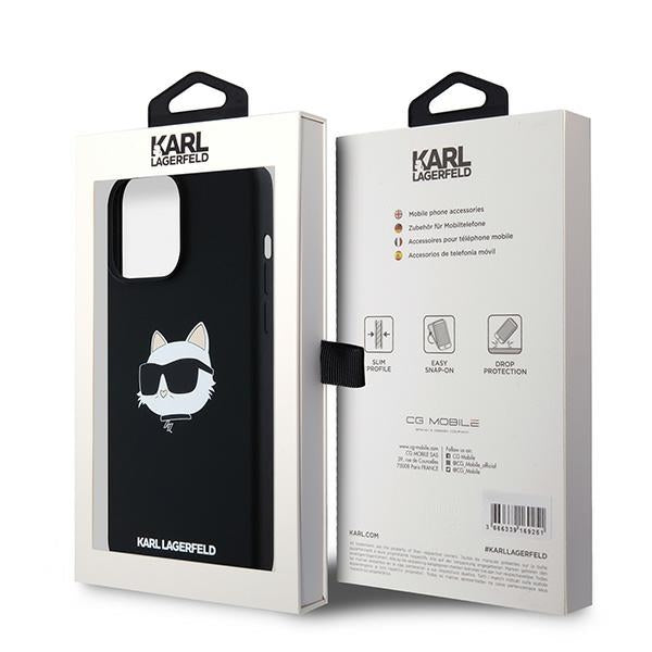Capa MagSafe para Apple iPhone 15 Pro, Karl Lagerfeld, Silicone Choupette's Head, Preta