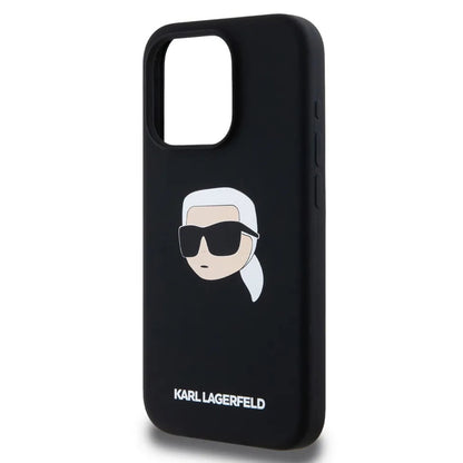 Capa MagSafe para Apple iPhone 15 Pro, Karl Lagerfeld, Silicone Karl's Head, Preta
