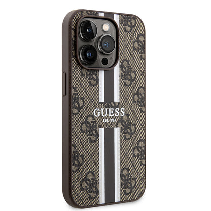 Capa MagSafe para Apple iPhone 15 Pro Max, Guess, 4G Printed Stripes, Marrom