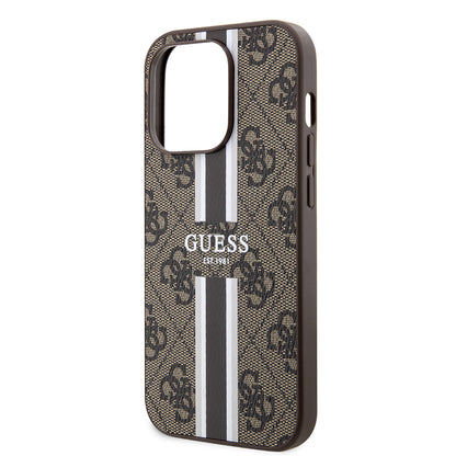 Capa MagSafe para Apple iPhone 15 Pro Max, Guess, 4G Printed Stripes, Marrom