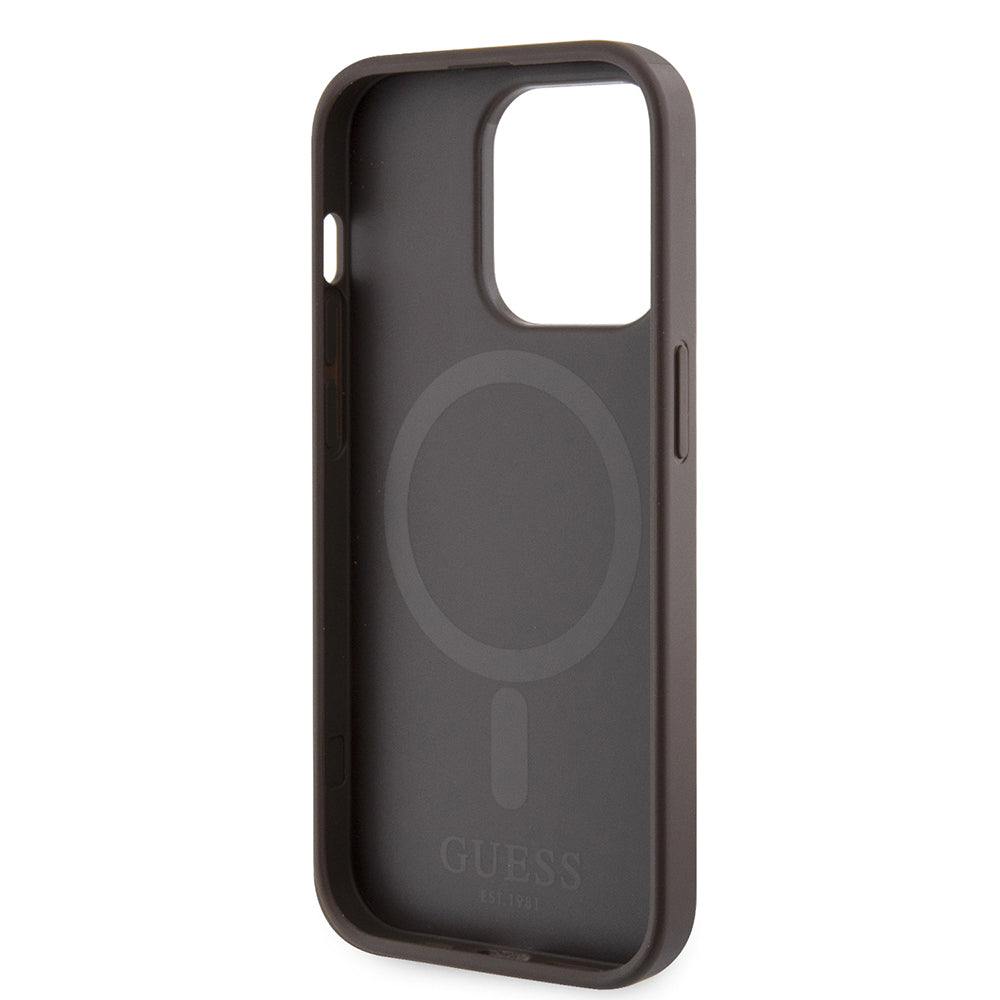 Capa MagSafe para Apple iPhone 15 Pro Max, Guess, 4G Printed Stripes, Marrom