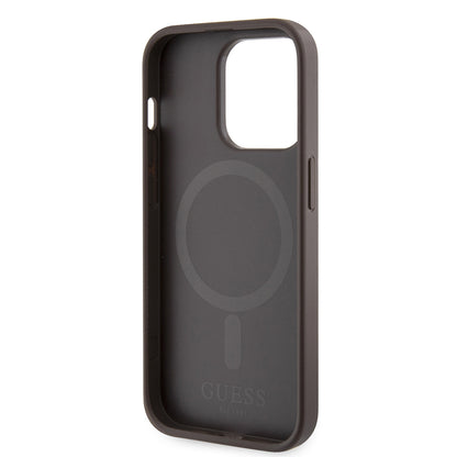 Capa MagSafe para Apple iPhone 15 Pro Max, Guess, 4G Printed Stripes, Marrom