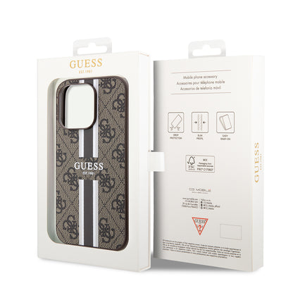 Capa MagSafe para Apple iPhone 15 Pro Max, Guess, 4G Printed Stripes, Marrom