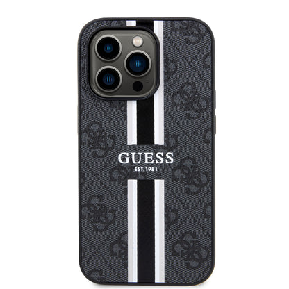 Capa MagSafe para Apple iPhone 15 Pro Max, Guess, 4G Printed Stripes, Preta