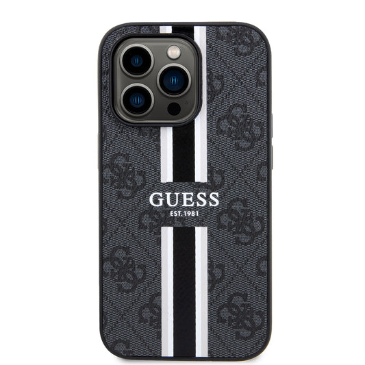 Capa MagSafe para Apple iPhone 15 Pro Max, Guess, 4G Printed Stripes, Preta