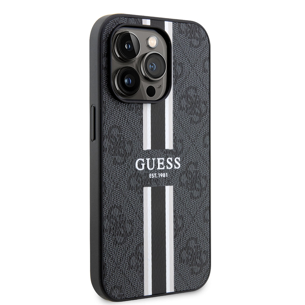 Capa MagSafe para Apple iPhone 15 Pro Max, Guess, 4G Printed Stripes, Preta
