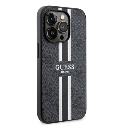 Capa MagSafe para Apple iPhone 15 Pro Max, Guess, 4G Printed Stripes, Preta