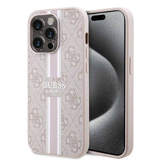 Capa MagSafe para Apple iPhone 15 Pro Max, Guess, 4G Printed Stripes, Rosa
