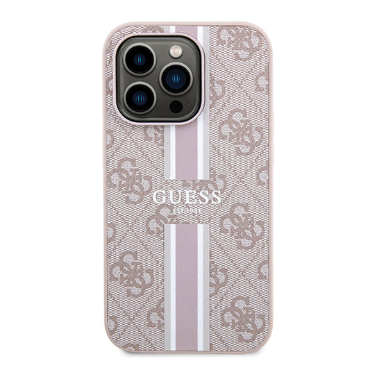Capa MagSafe para Apple iPhone 15 Pro Max, Guess, 4G Printed Stripes, Rosa