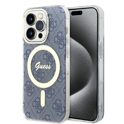 Capa MagSafe para Apple iPhone 15 Pro Max, Guess, IML 4G, Azul
