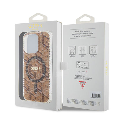 Capa MagSafe para Apple iPhone 15 Pro Max, Guess, IML Gcube, Marrom