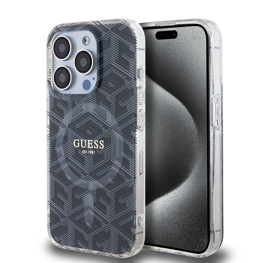 Capa MagSafe para Apple iPhone 15 Pro Max, Guess, IML Gcube, Preta