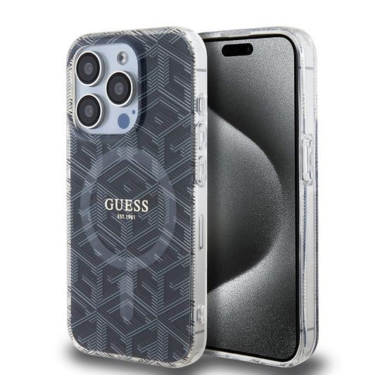 Capa MagSafe para Apple iPhone 15 Pro Max, Guess, IML Gcube, Preta