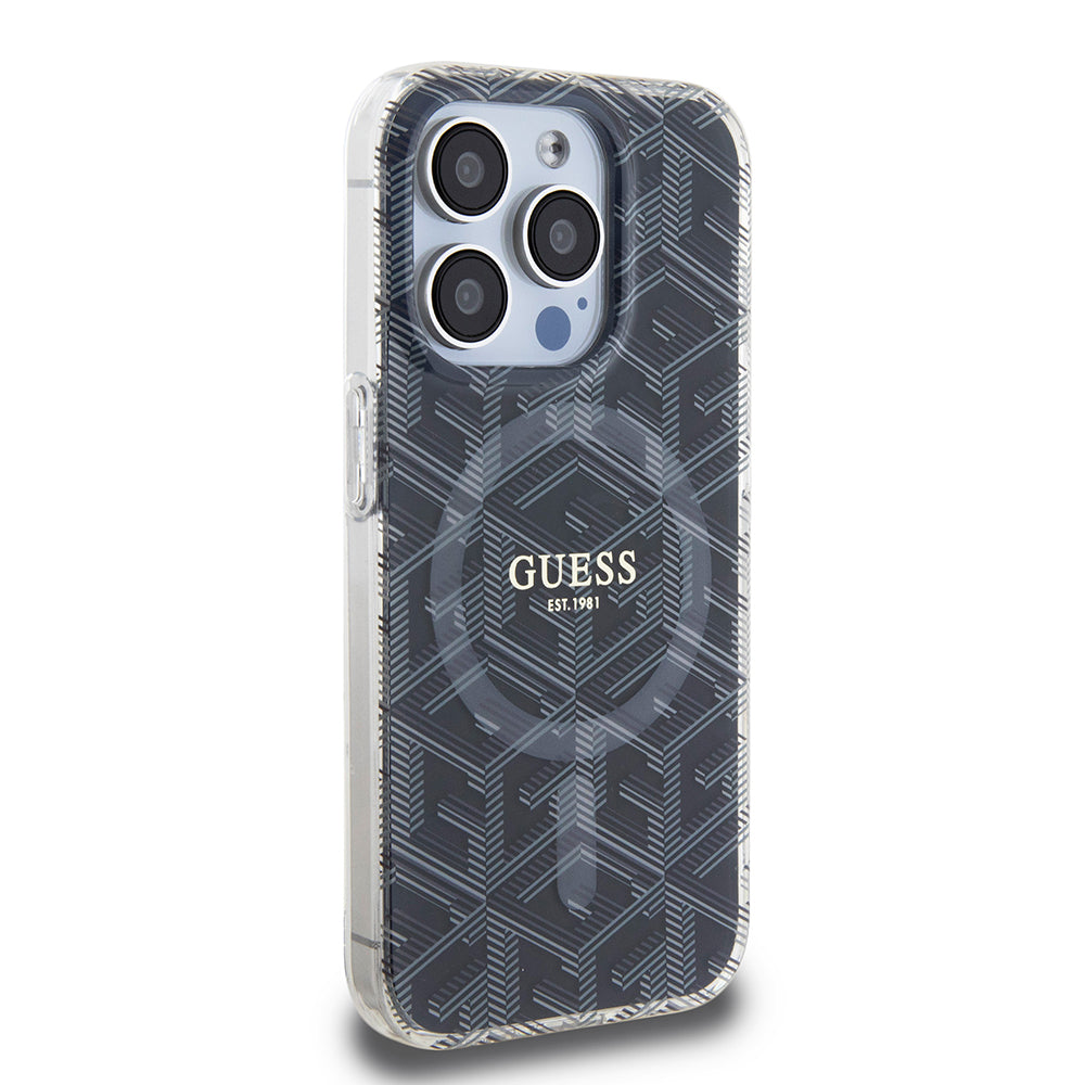 Capa MagSafe para Apple iPhone 15 Pro Max, Guess, IML Gcube, Preta