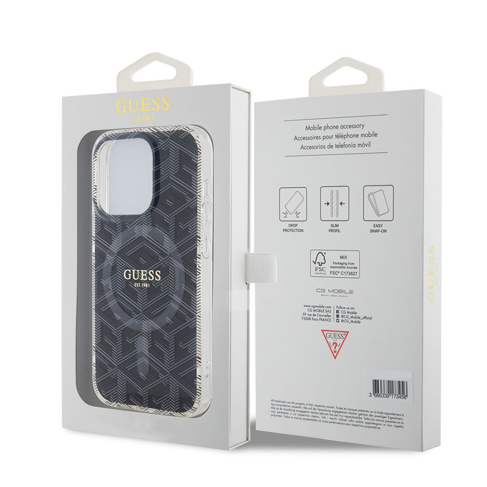 Capa MagSafe para Apple iPhone 15 Pro Max, Guess, IML Gcube, Preta