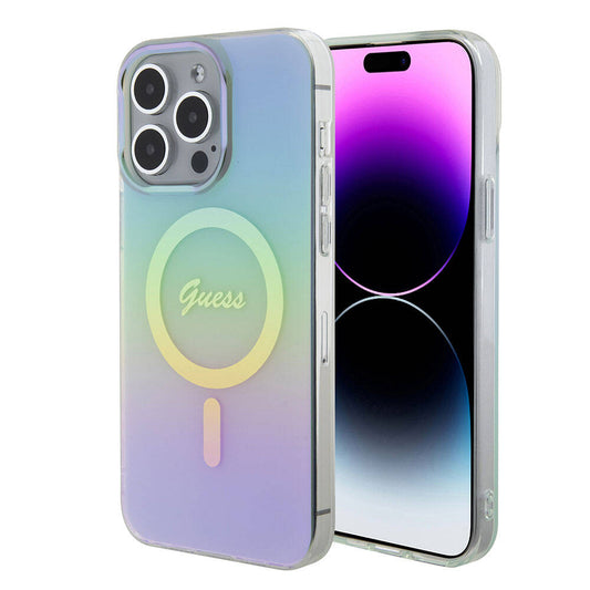 Capa MagSafe para Apple iPhone 15 Pro Max, Guess, IML Iridescente, Turquesa