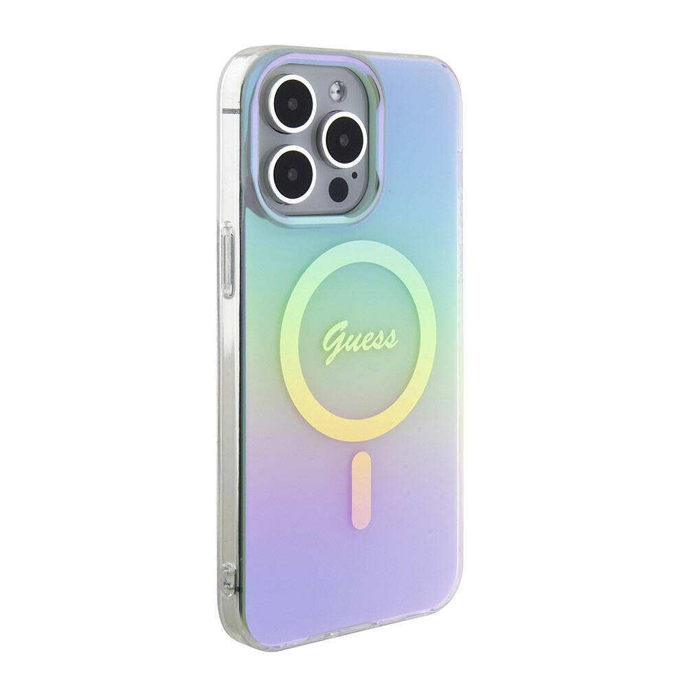 Capa MagSafe para Apple iPhone 15 Pro Max, Guess, IML Iridescente, Turquesa