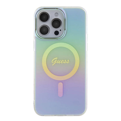 Capa MagSafe para Apple iPhone 15 Pro Max, Guess, IML Iridescente, Turquesa