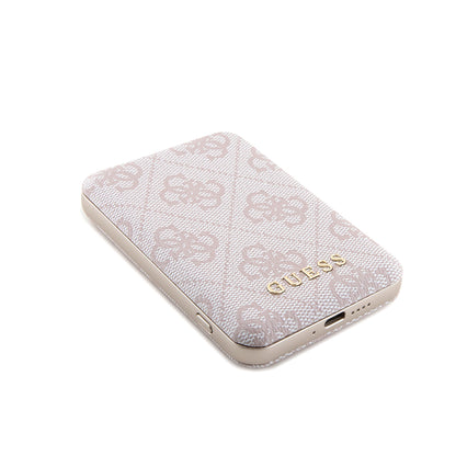 Capa MagSafe para Apple iPhone 15 Pro Max, Guess, Powerbank 4G Metal Logo, Rosa