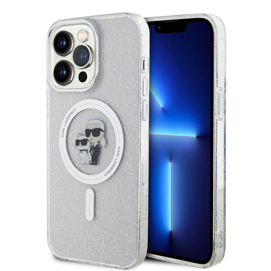Capa MagSafe para Apple iPhone 15 Pro Max, Karl Lagerfeld, Glitter, Transparente